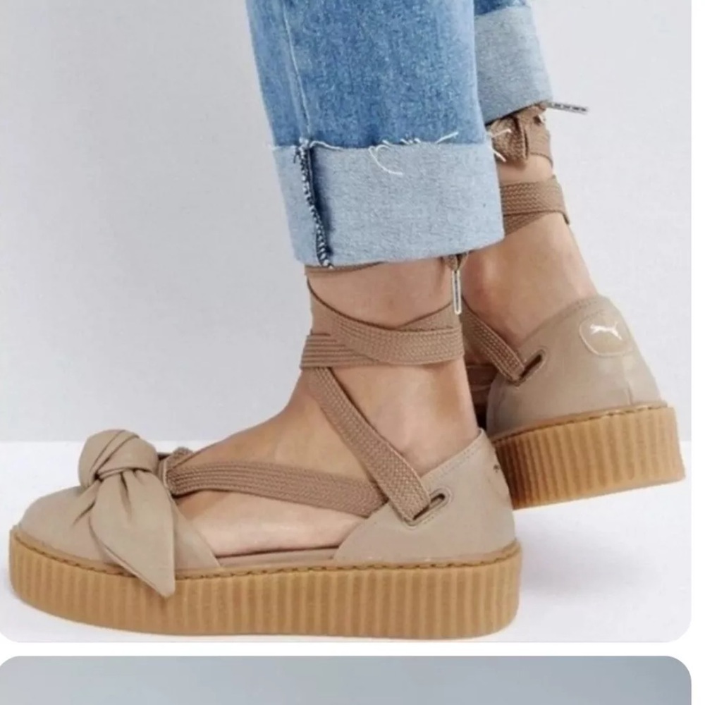 Puma Fenty Rhianna Creeper Ankle Wrap Beauty Tan Platform Sandals